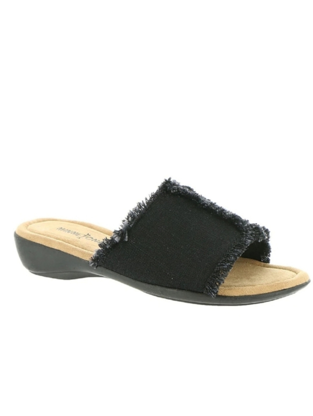 NIB Minnetonka Black Samara Fringe Slide Flats Size 9 WW Extra Wide E+ *bsmt